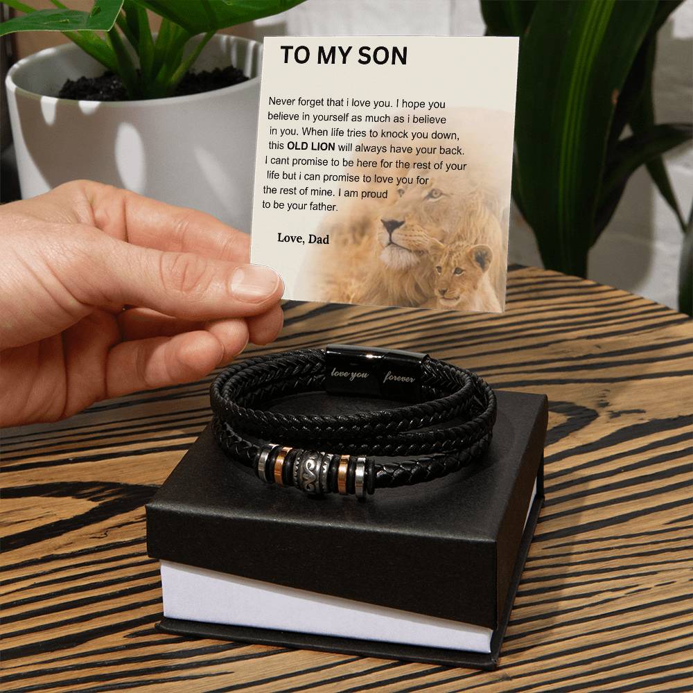 "To My Son, Proud of You - Love Dad Bracelet | Meaningful Gift for Son"