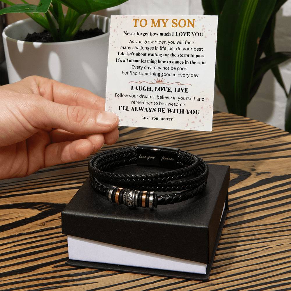 For Son - Laugh, Love, Live Vintage Bracelet | Meaningful Gift for Son