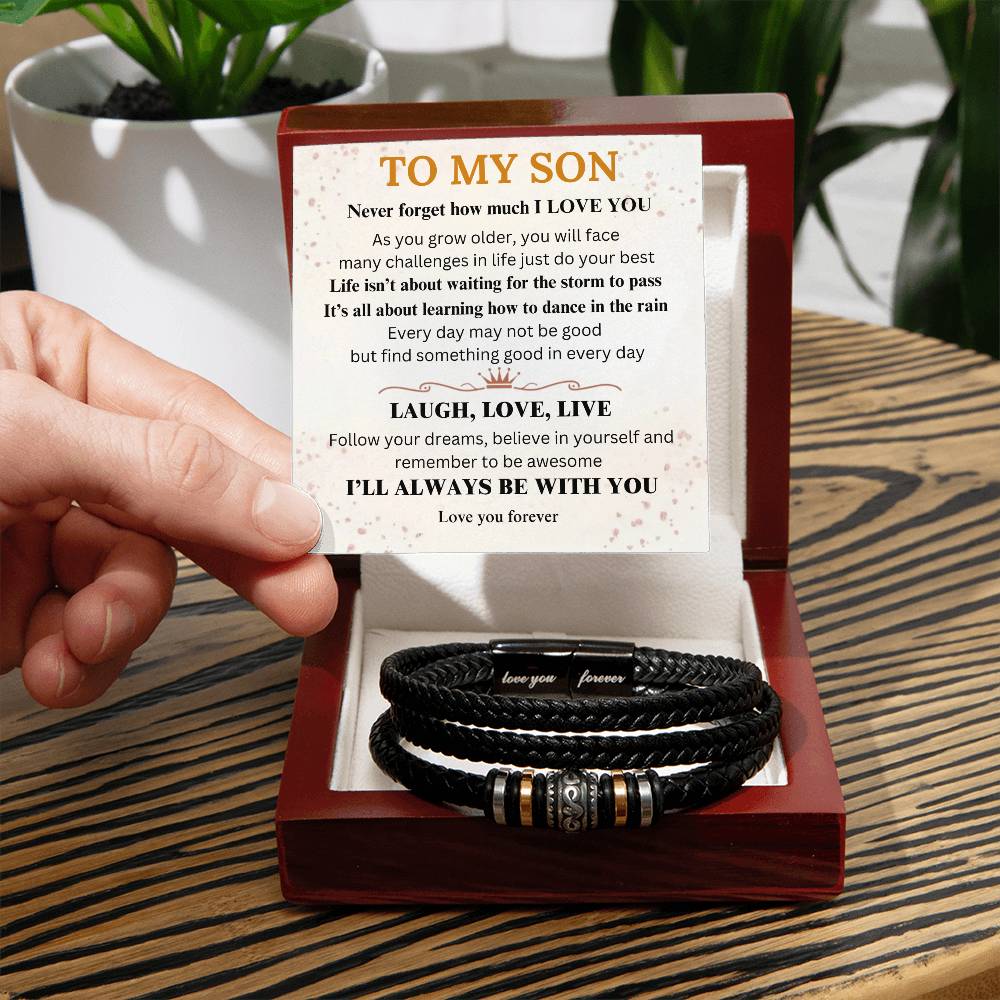 For Son - Laugh, Love, Live Vintage Bracelet | Meaningful Gift for Son