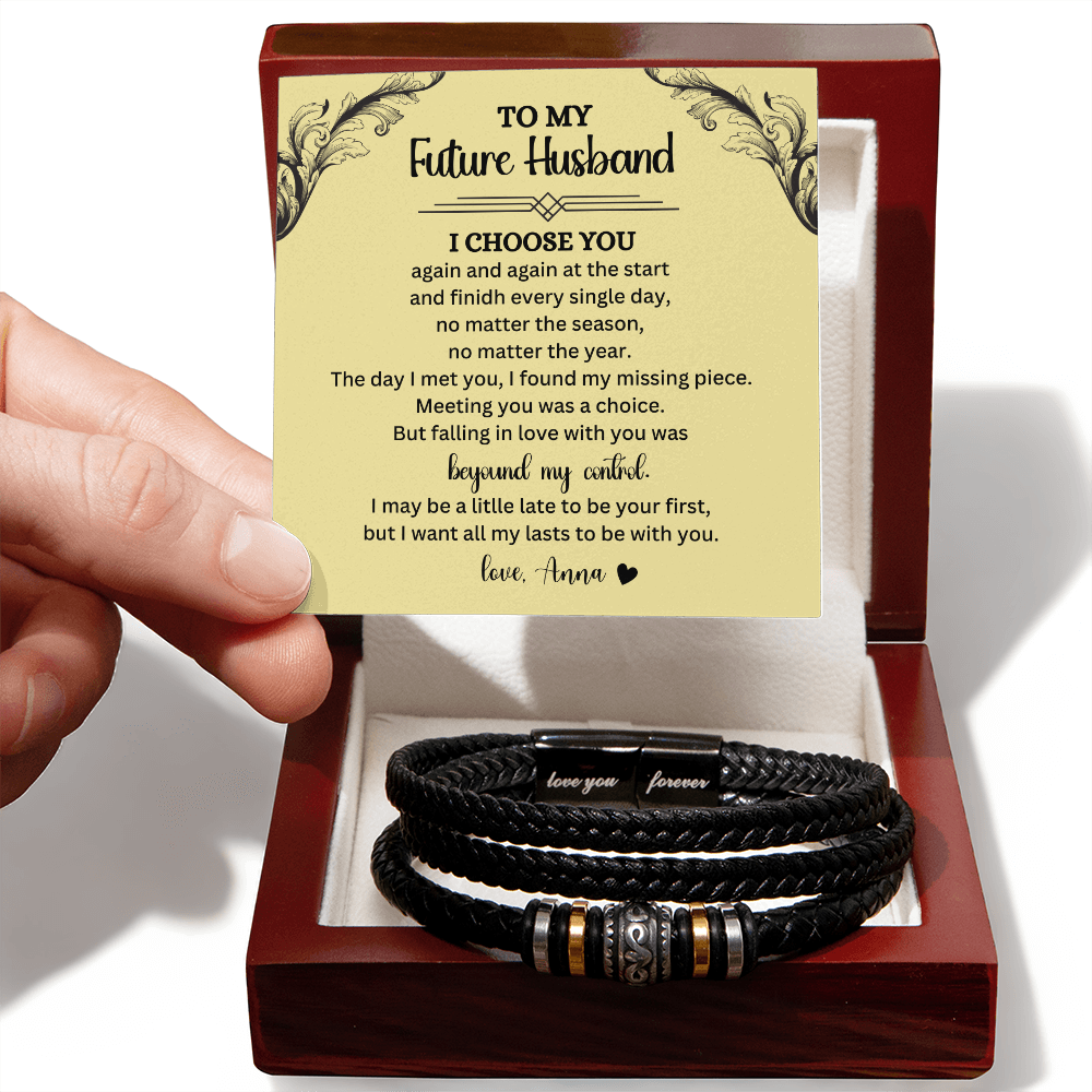 "Engagement & Valentine's Leather Bracelet – Perfect Gift for Your Fiance or Future Husband"