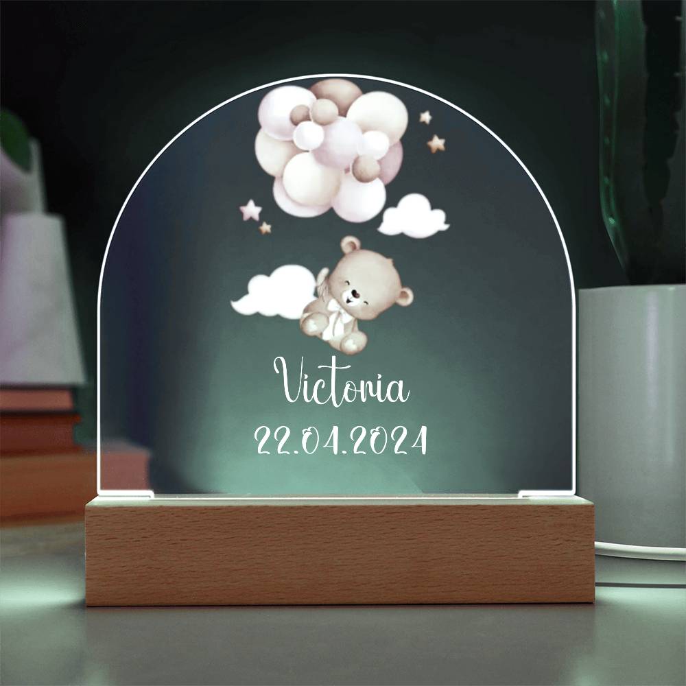 "Personalized Acrylic Night Light for Kids: Custom Name Nursery Decor & Perfect Baby Shower Gift"