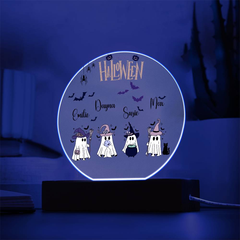 Personalized Acrylic Halloween Night Light | Custom Name Lamp | Funny Halloween Gift for Kids | Halloween Ghost Family Decor