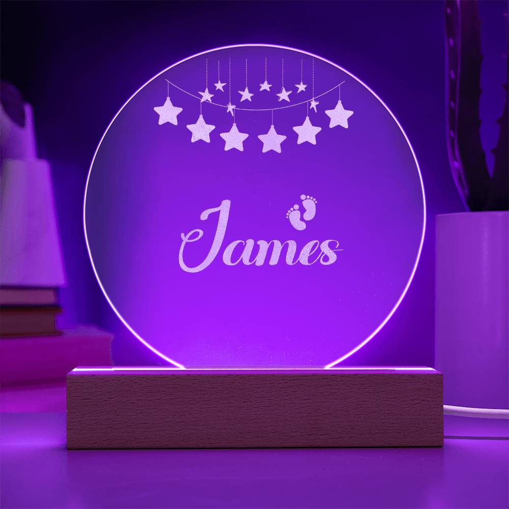 "Personalized Acrylic LED Night Light with Name  - Perfect Baby Gift for Birth, Baptism, and Baby Shower"