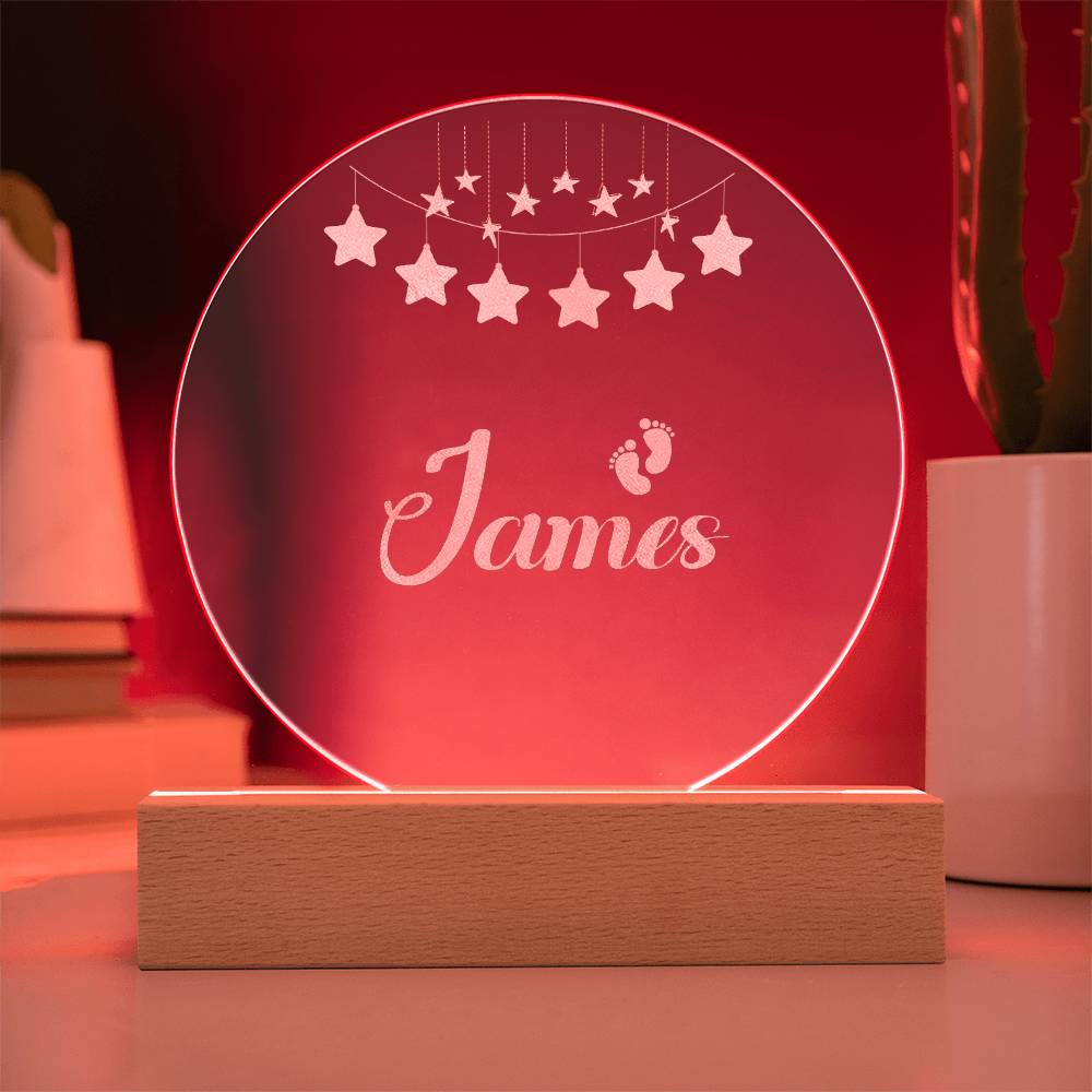 "Personalized Acrylic LED Night Light with Name  - Perfect Baby Gift for Birth, Baptism, and Baby Shower"