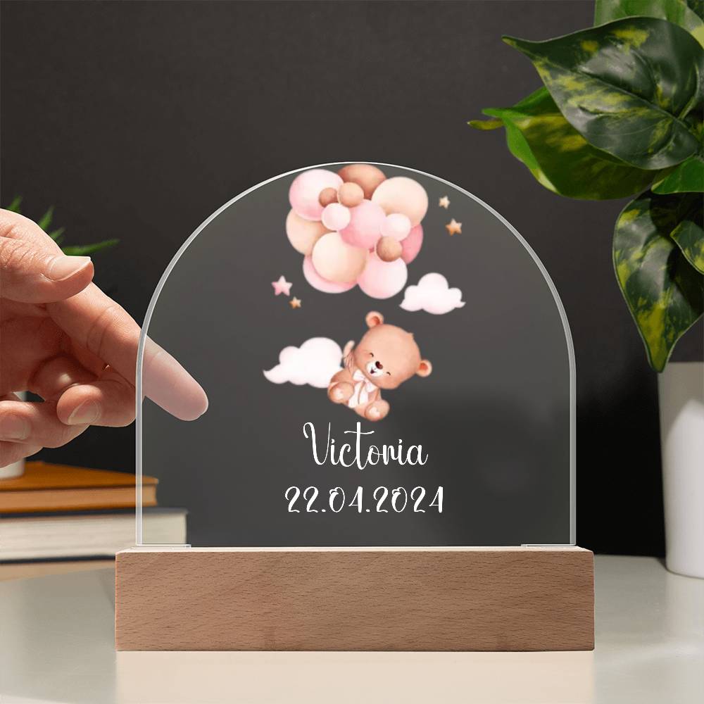 "Personalized Acrylic Night Light for Kids: Custom Name Nursery Decor & Perfect Baby Shower Gift"