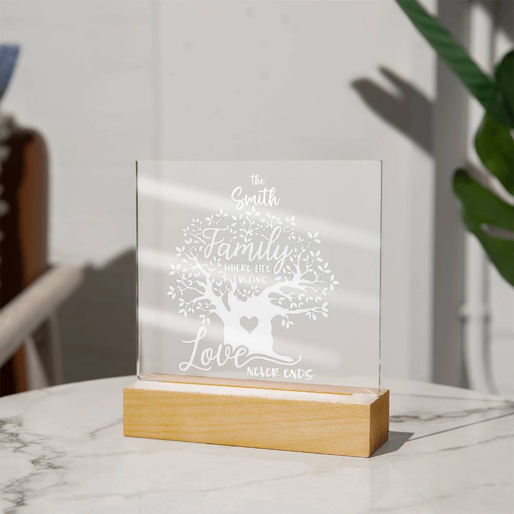 "Endless Love & Life Acrylic Plaque – A Cherished Family Keepsake"