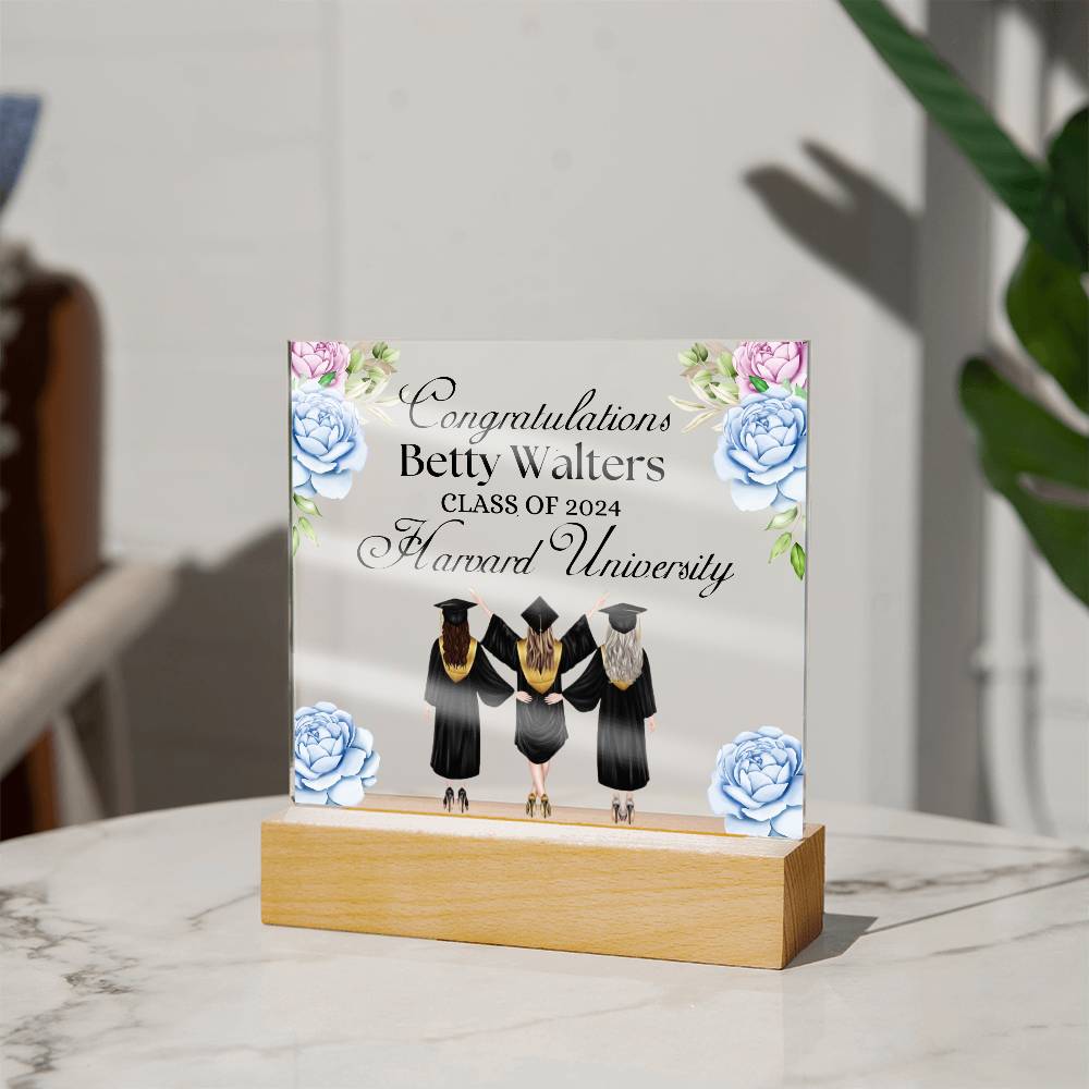 Personalized Acrylic Square Plaque for University Graduation Congratulations