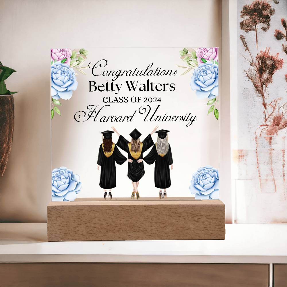 Personalized Acrylic Square Plaque for University Graduation Congratulations