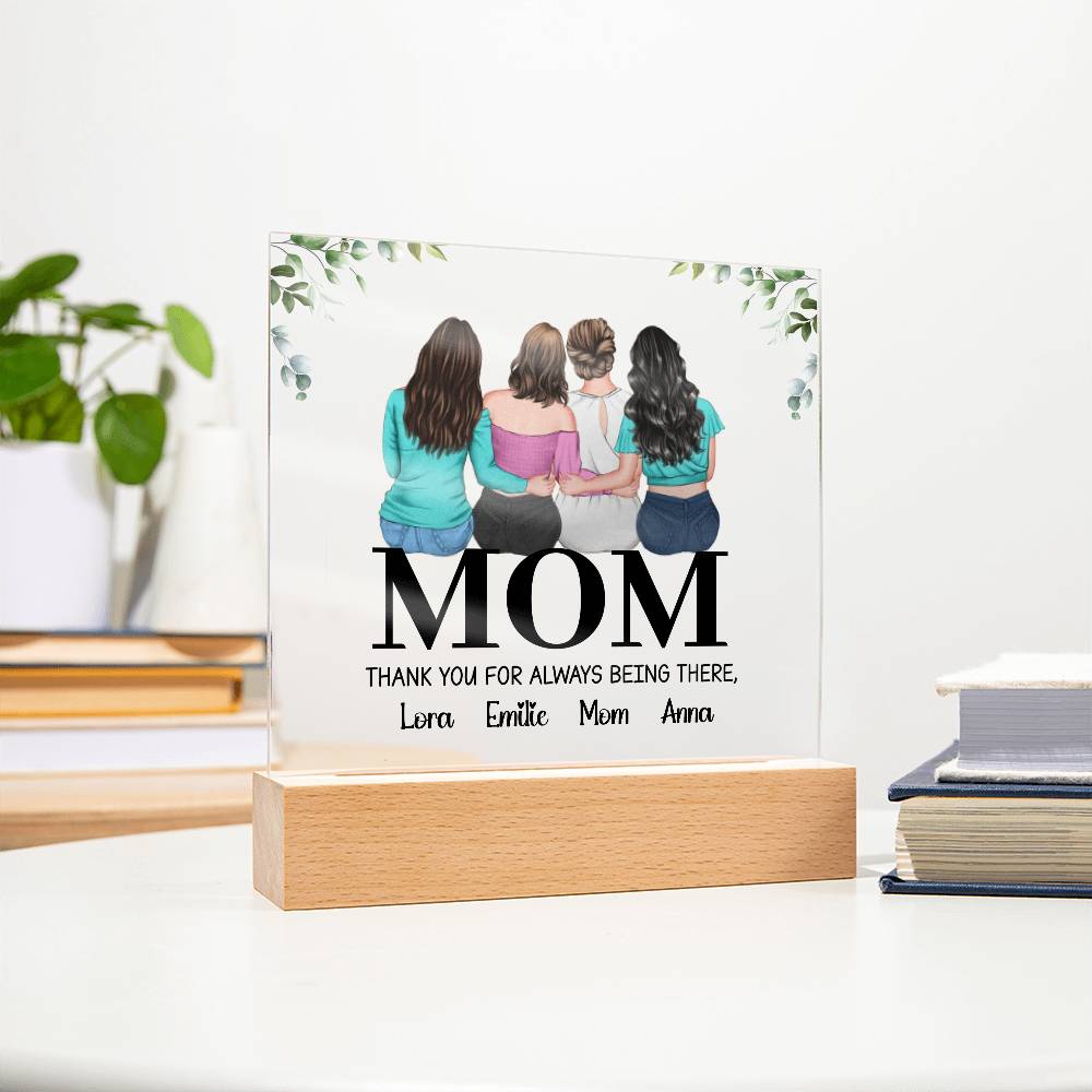 "Personalized Acrylic Square Plaque: A Unique Thank You Gift for Mom"