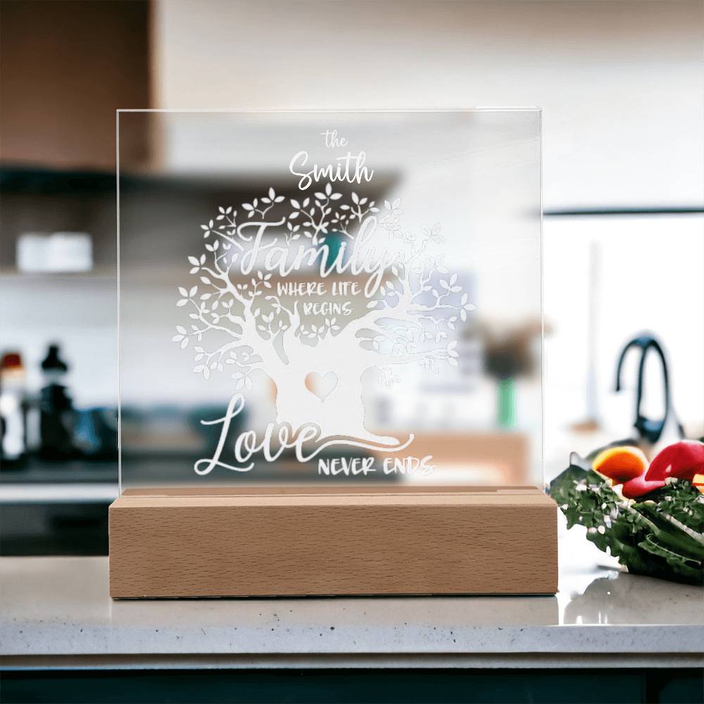 "Endless Love & Life Acrylic Plaque – A Cherished Family Keepsake"