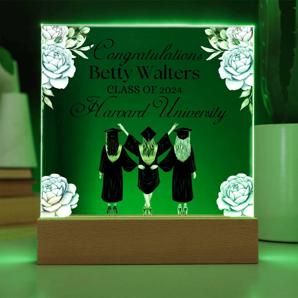 Personalized Acrylic Square Plaque for University Graduation Congratulations