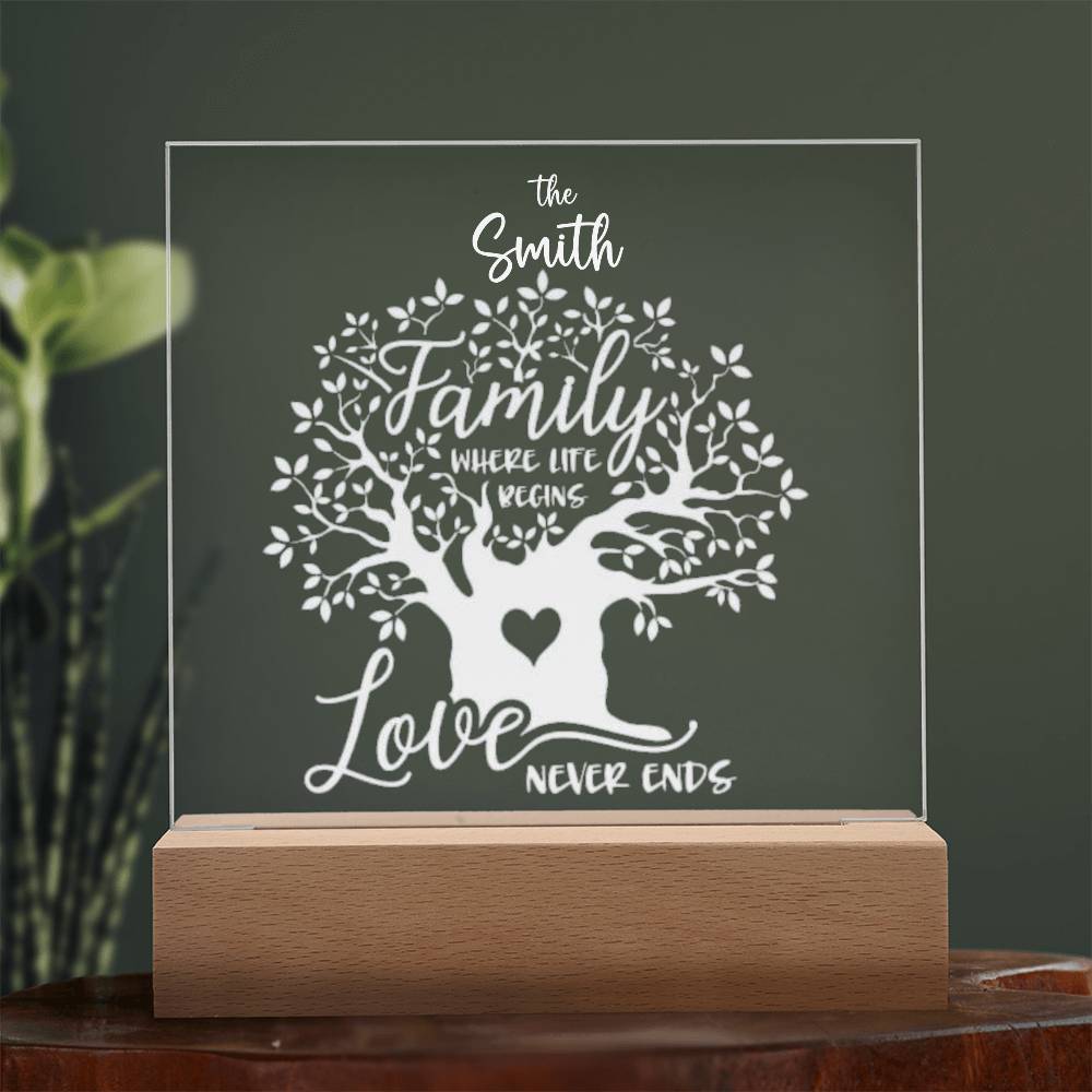 "Endless Love & Life Acrylic Plaque – A Cherished Family Keepsake"