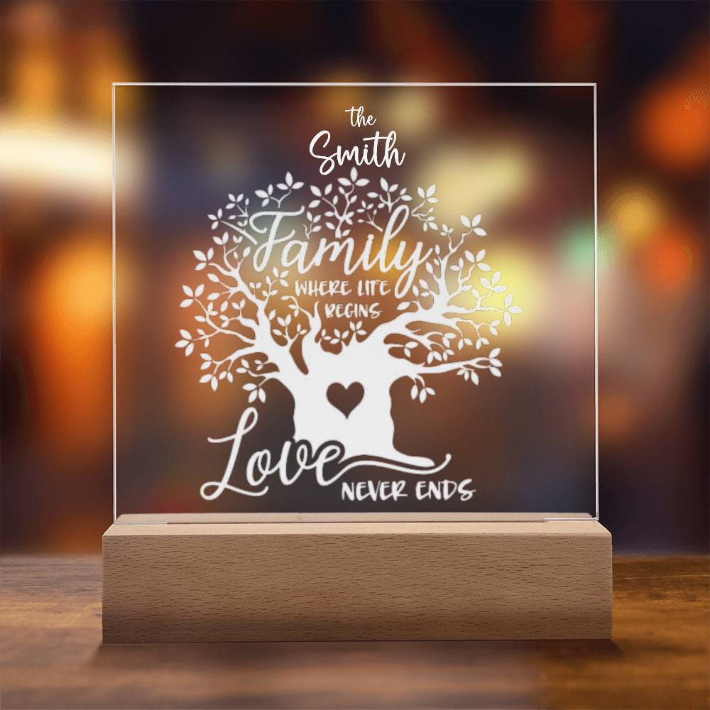 "Endless Love & Life Acrylic Plaque – A Cherished Family Keepsake"