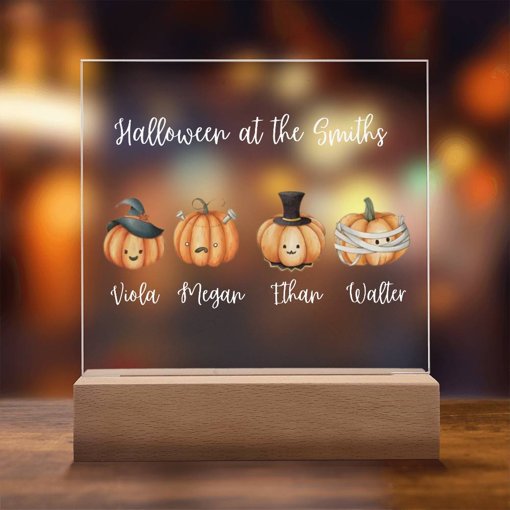 Personalized Acrylic Halloween Night Light | Halloween Pumpkin Family Lamp | Custom Night Lamp | Spooky Season Gift for Kids | Autumn Decor