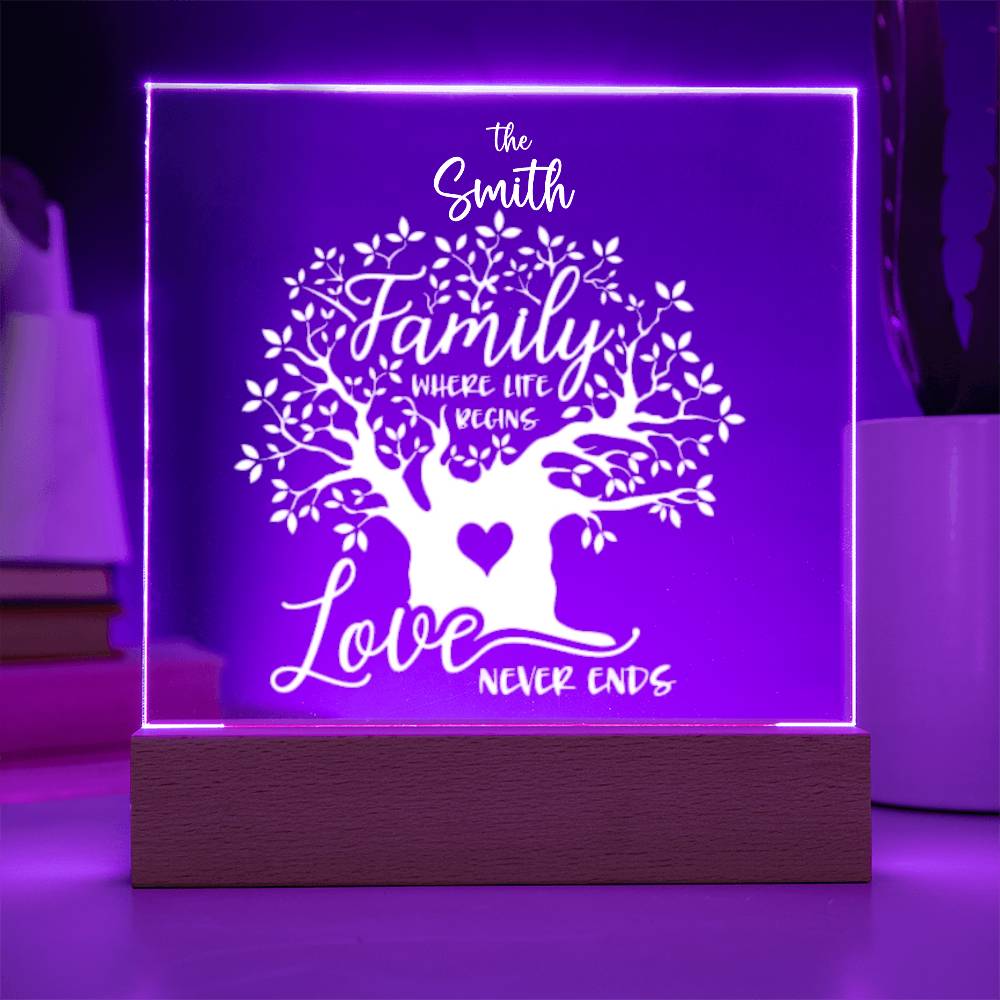 "Endless Love & Life Acrylic Plaque – A Cherished Family Keepsake"