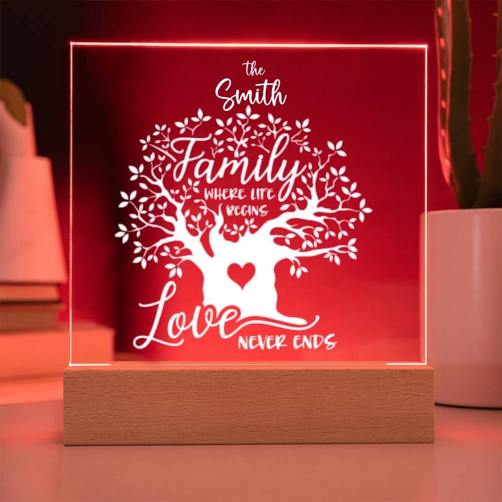 "Endless Love & Life Acrylic Plaque – A Cherished Family Keepsake"