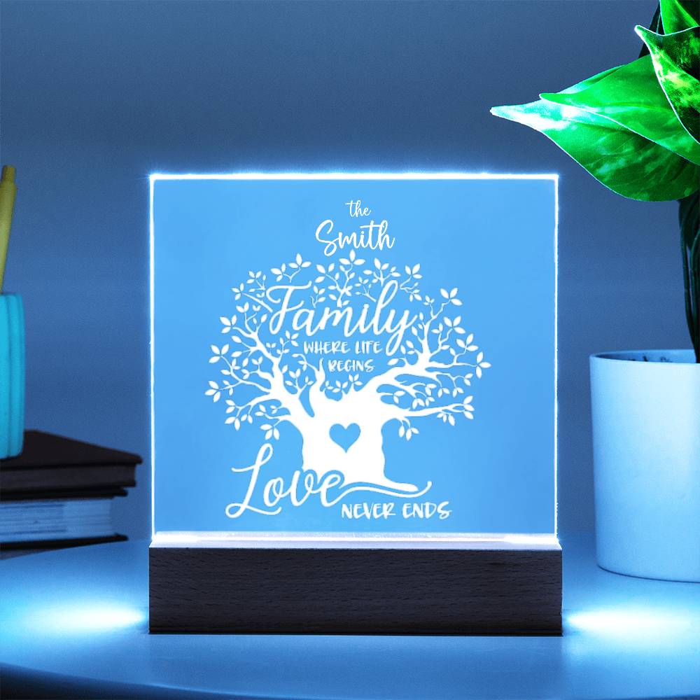 "Endless Love & Life Acrylic Plaque – A Cherished Family Keepsake"