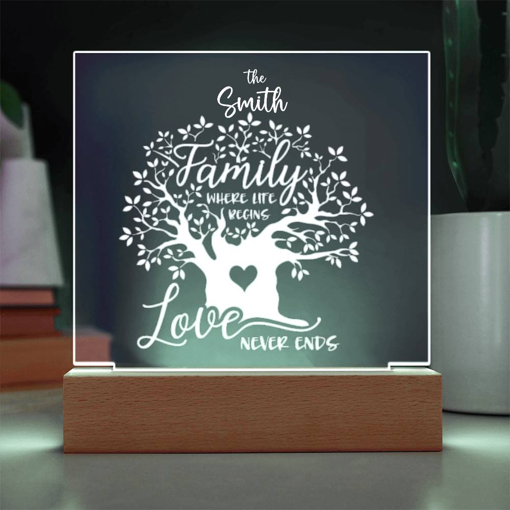 "Endless Love & Life Acrylic Plaque – A Cherished Family Keepsake"