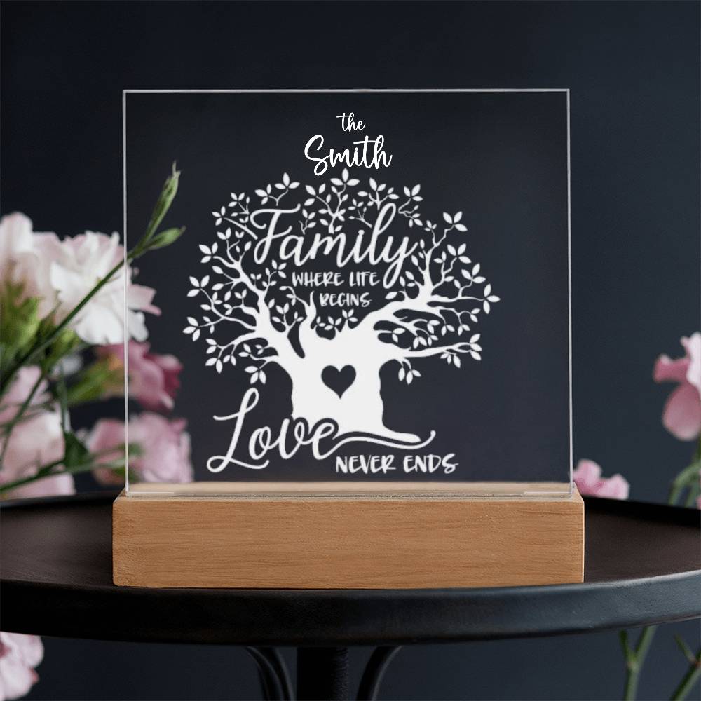 "Endless Love & Life Acrylic Plaque – A Cherished Family Keepsake"