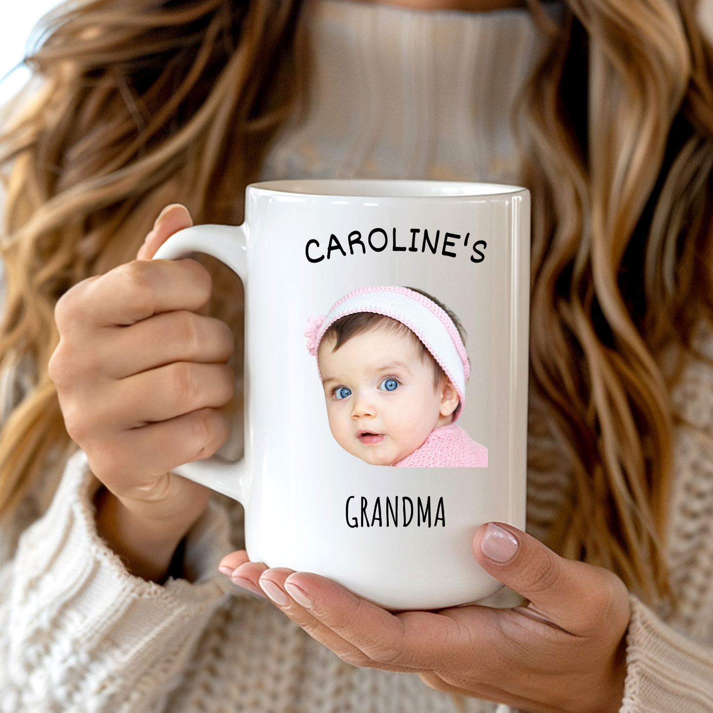 "Custom Baby Face Photo Mug 11oz & 15oz - Personalized Child Coffee Cup for Mom, Dad, Grandparents - Perfect Mother's Day & Christmas Gift"