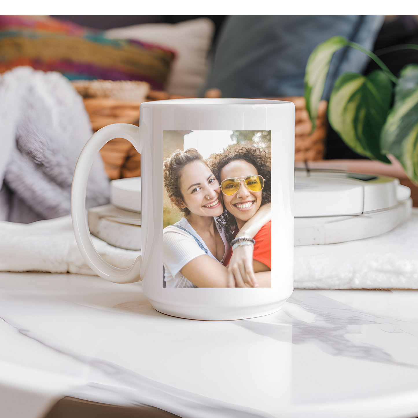 "Custom Photo Mugs for Grandma and Mom – Personalized 11oz and 15oz Coffee Cups with Photo and Text"