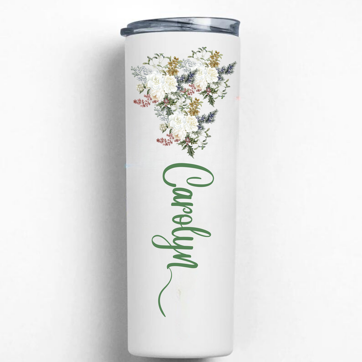 Personalized 20oz Tumbler with Name and Custom Birth Flower - Perfect Coffee Mug Gift for Her, Bridesmaids, Mother's Day, and Birthdays