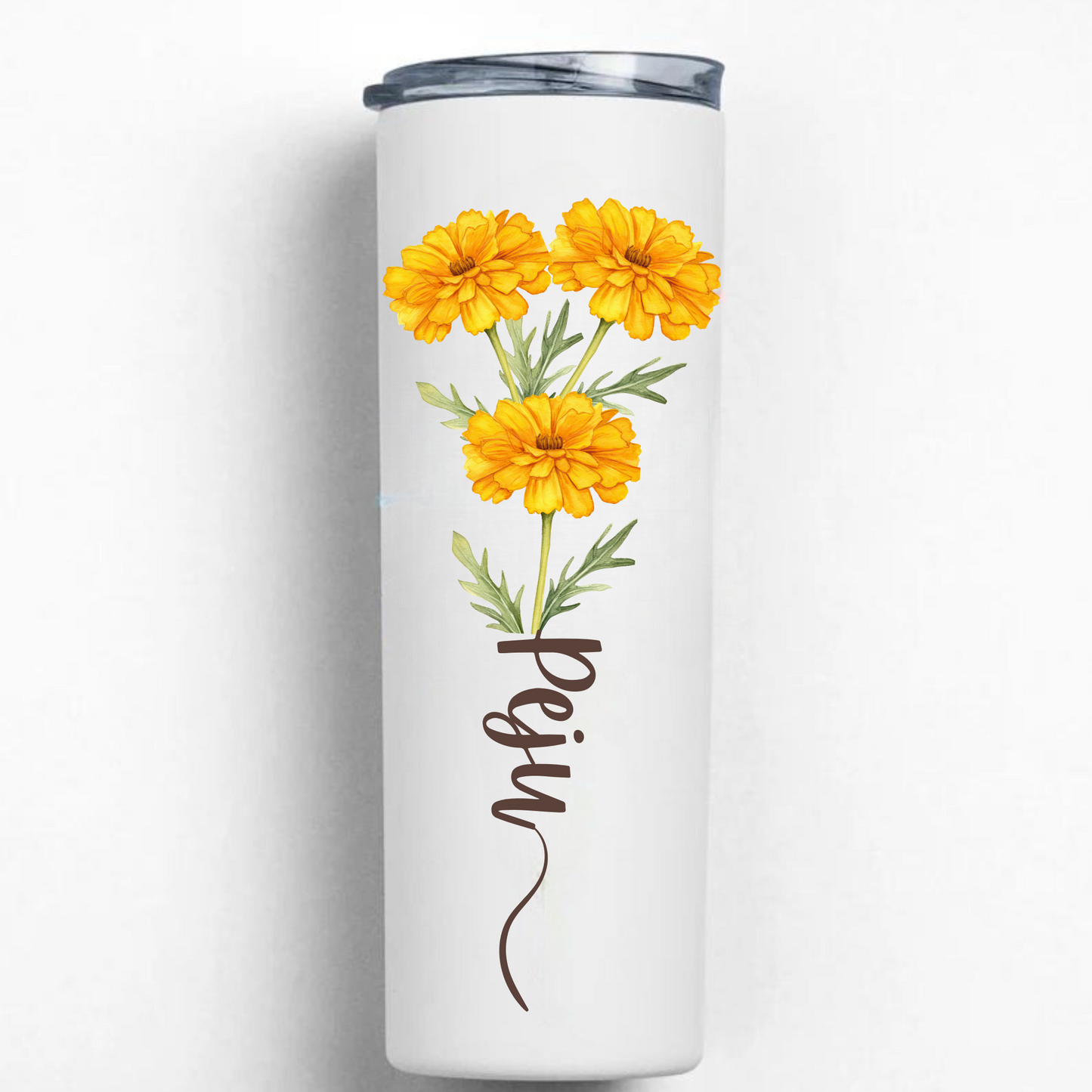 Personalized 20oz Tumbler with Name and Custom Birth Flower - Perfect Coffee Mug Gift for Her, Bridesmaids, Mother's Day, and Birthdays