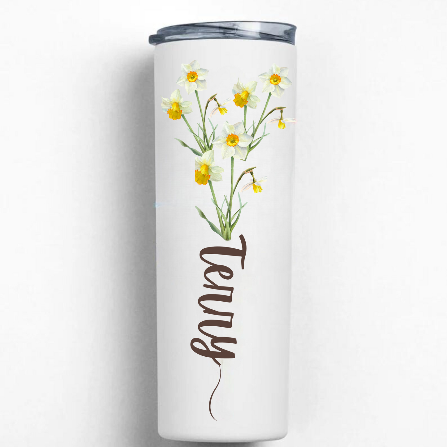 Personalized 20oz Tumbler with Name and Custom Birth Flower - Perfect Coffee Mug Gift for Her, Bridesmaids, Mother's Day, and Birthdays