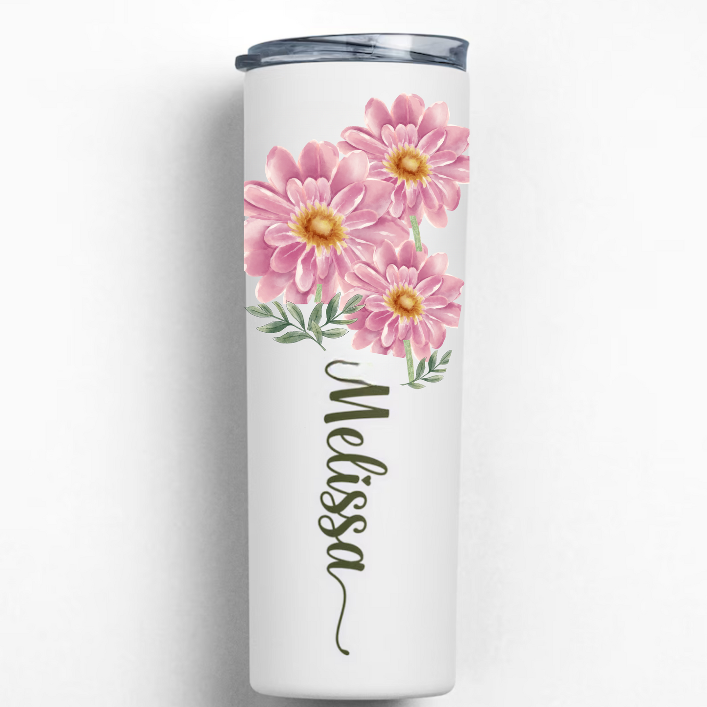 Personalized 20oz Tumbler with Name and Custom Birth Flower - Perfect Coffee Mug Gift for Her, Bridesmaids, Mother's Day, and Birthdays